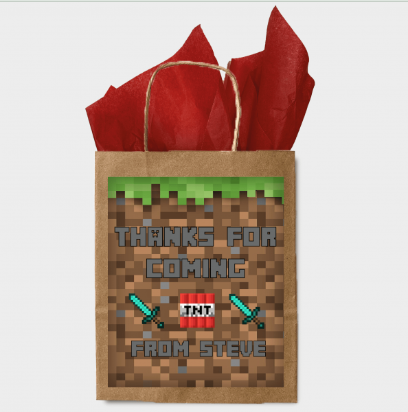 10 Stickers for Party Bags - Minecraft