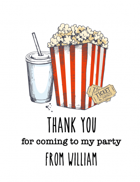 10 Stickers for Party Bags - Movie Night