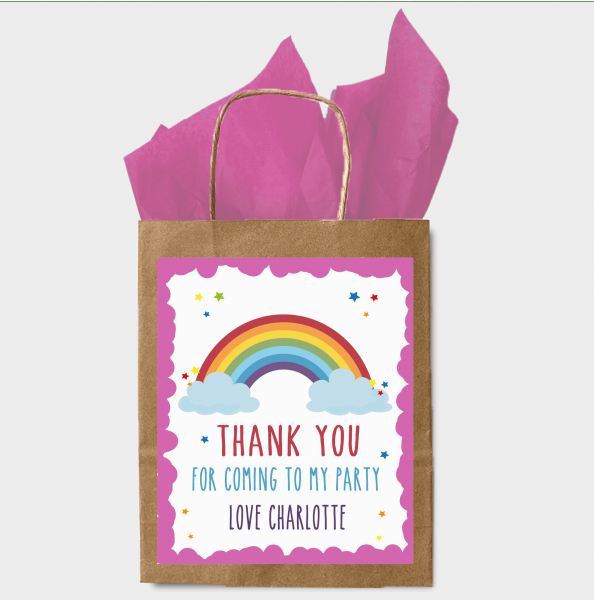 10 Stickers for Party Bags - Rainbow Pink