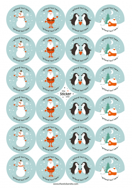 24 Personalised Christmas Stickers Mixed (blue)
