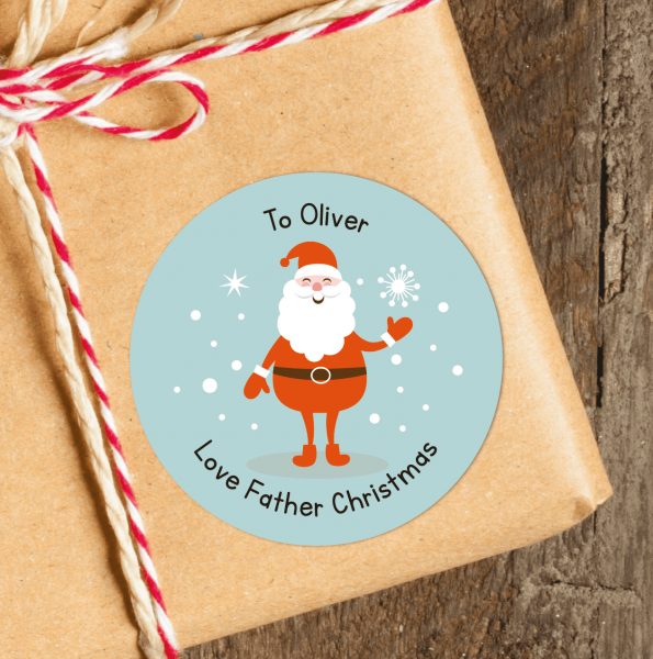 24 Personalised Christmas Stickers Mixed (blue)