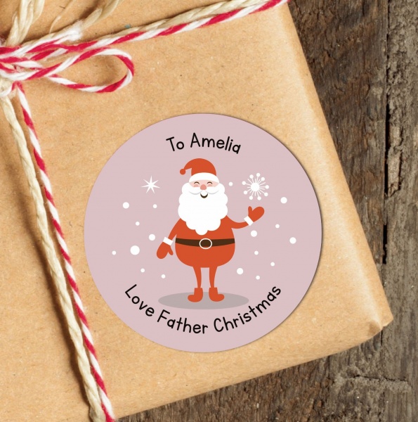 24 Personalised Christmas Stickers Mixed (pink)