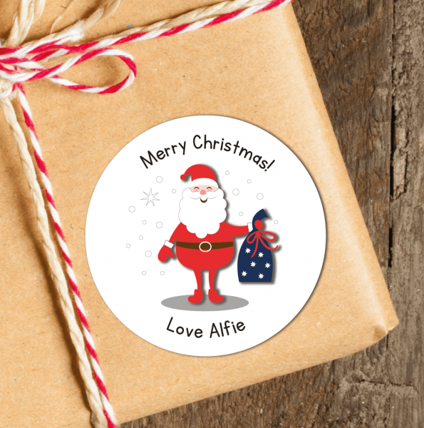 24 Personalised Christmas Stickers Mixed (white)