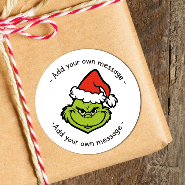 24 Personalised Christmas Stickers Grinch
