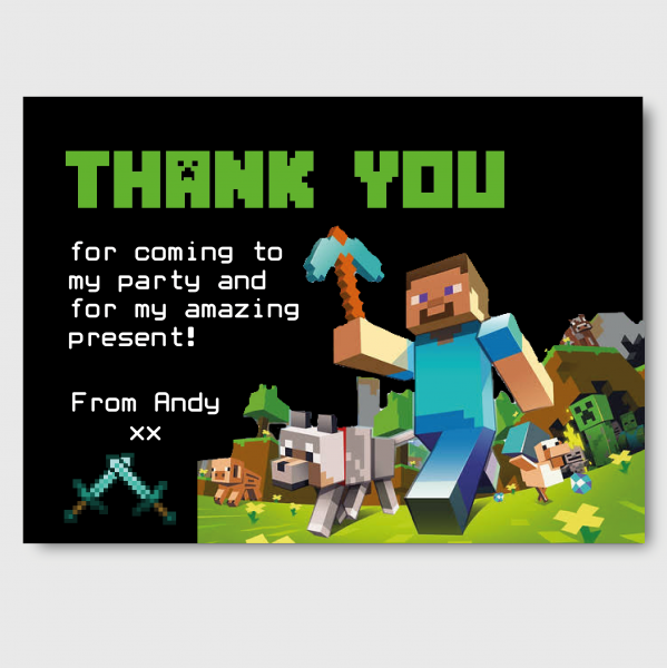 10 Minecraft Thank You Postcards