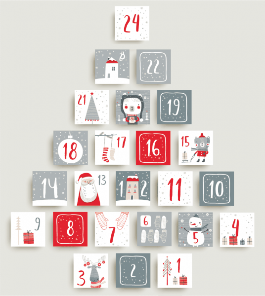 Advent Calendar Stickers - Grey mixture -
