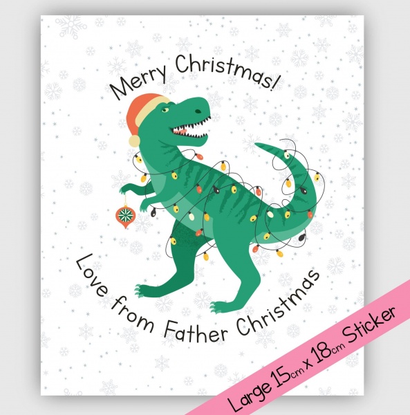 LARGE Sticker - Christmas Dino