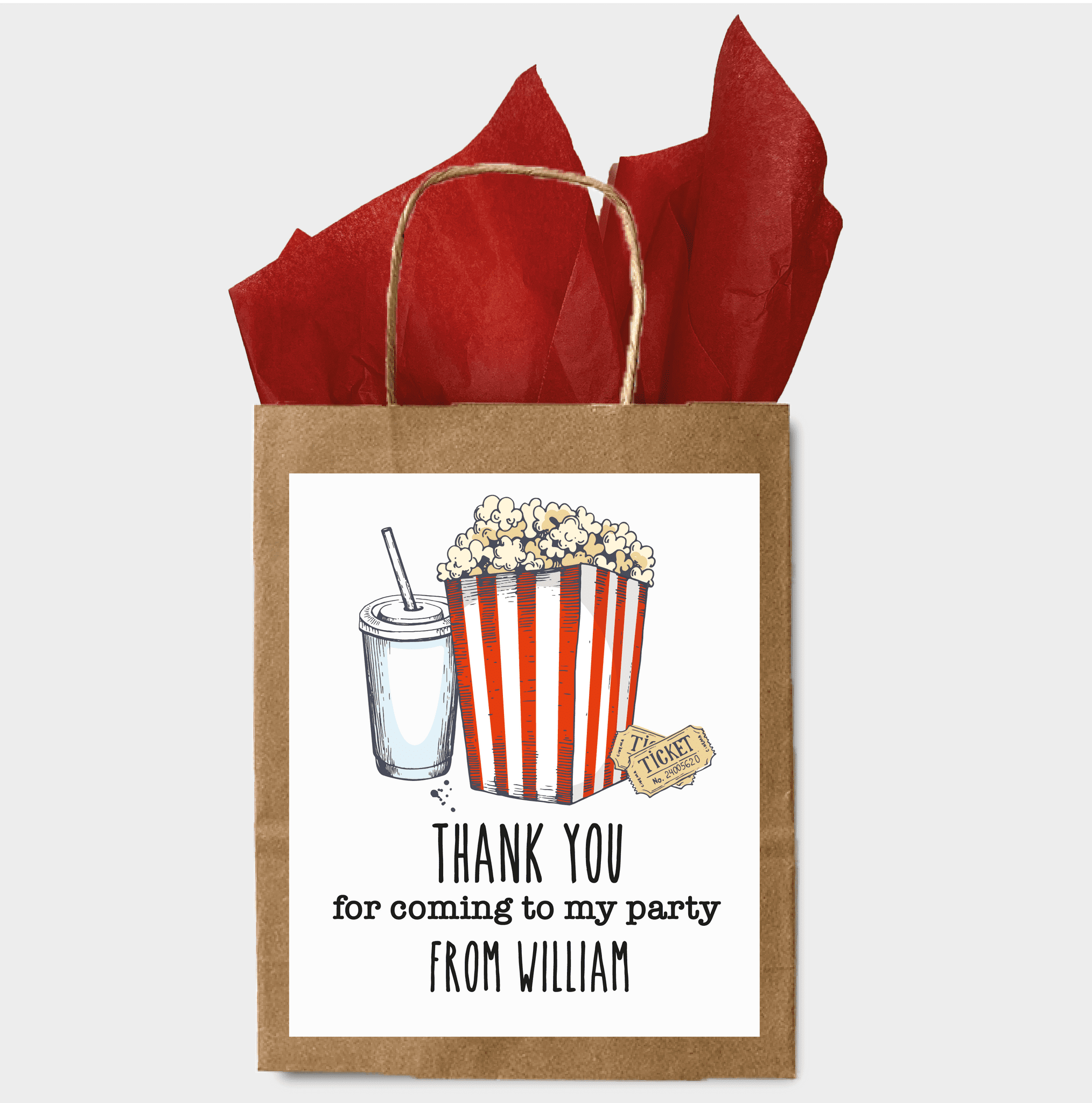 10 Stickers for Party Bags - Movie Night