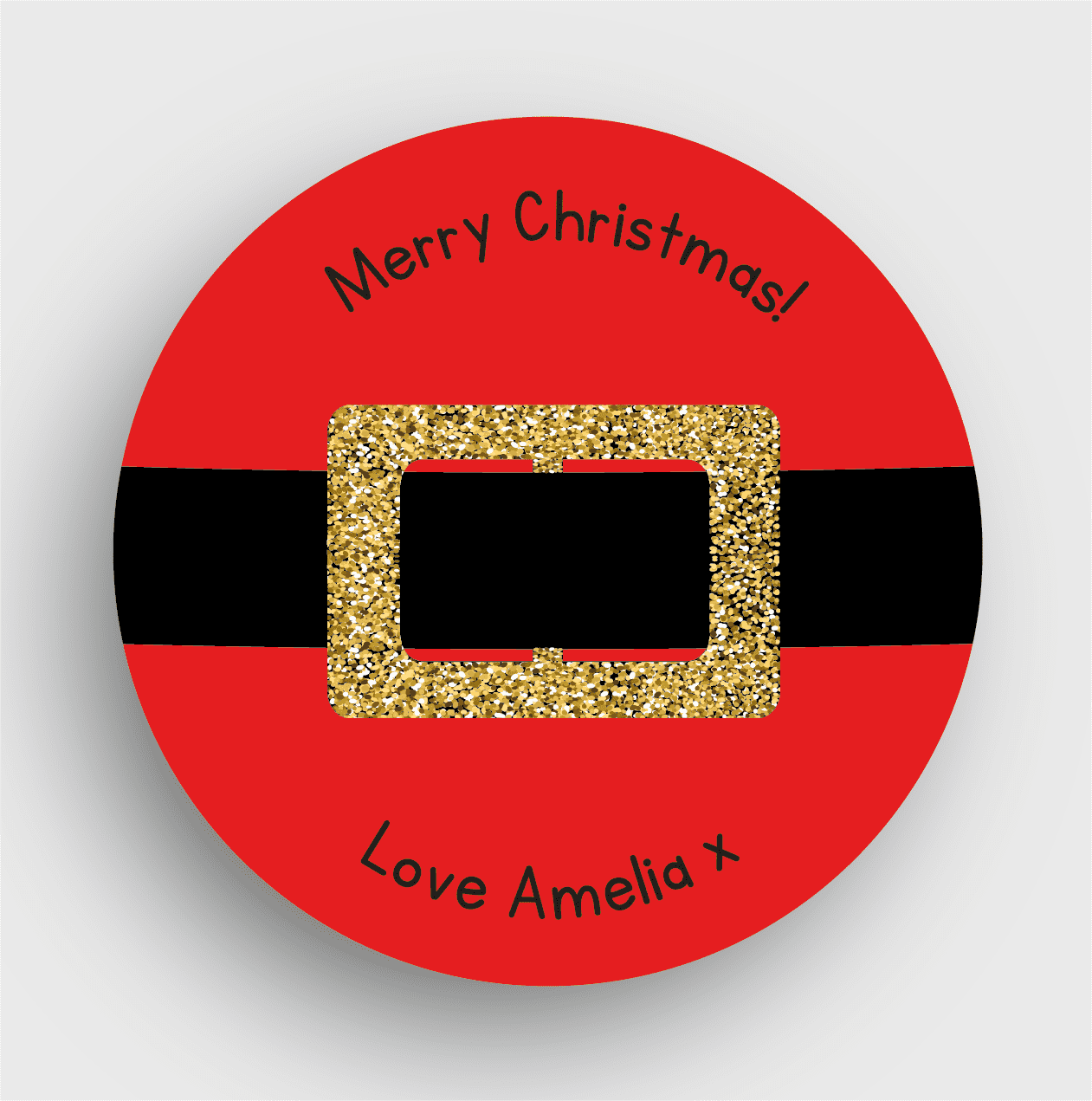 24 Personalised Christmas Stickers Santa's Belt