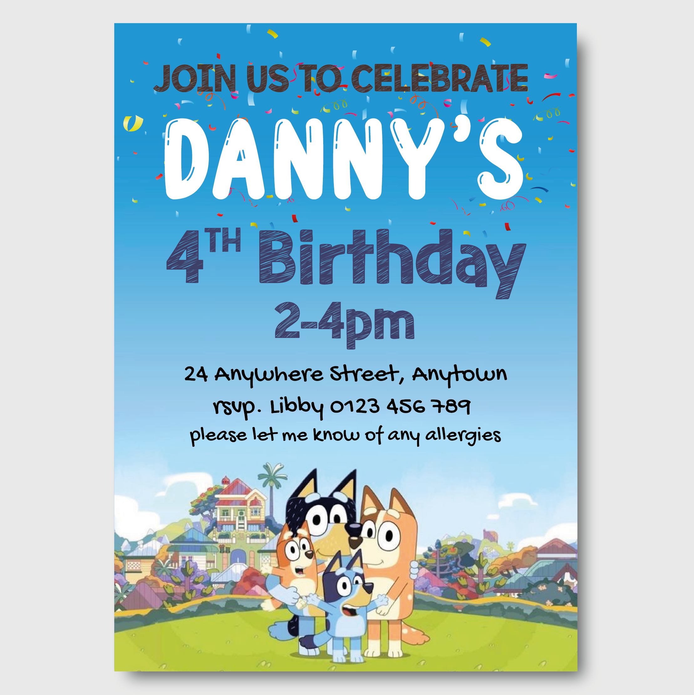 Bluey Invitations