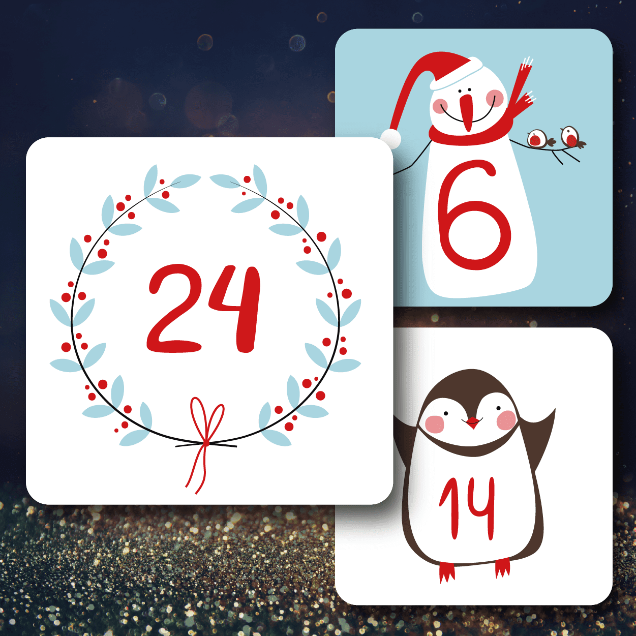 Advent Calendar Stickers - Pale Blue -