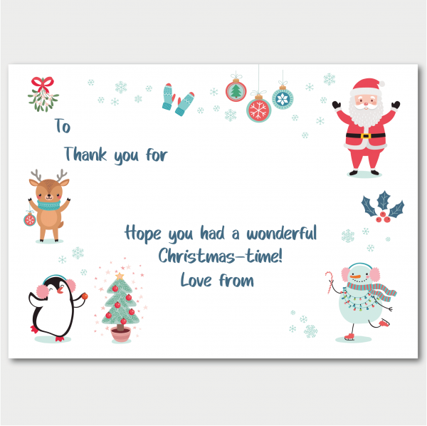 Christmas Thank You Postcards - pack of 5